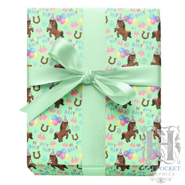 Horse Wrapping Paper in Green Geschenkpapier (Von Creator hochgeladen)