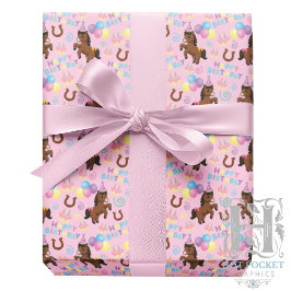 Horse Wrapping Paper in Pink Geschenkpapier
