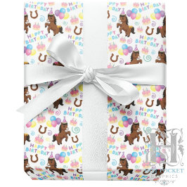 Horse Wrapping Paper in White Geschenkpapier