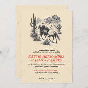 Horseback Canyon Couple mit QR Code Wedding Einladung