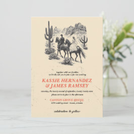 Horseback Canyon Couple Wedding Einladung