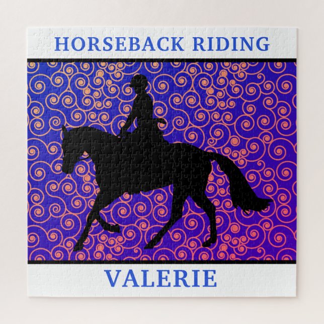 Horseback Riding Horse & Rider Swirl 676 Piece Puzzle (Vertikal)