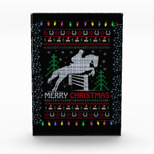 Horseback Riding Jumping Frohe Weihnachten Fotoblock