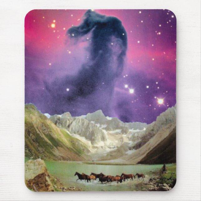 Horsehead Nebelfleck über laufenden Pferden Mousepad (Vorne)