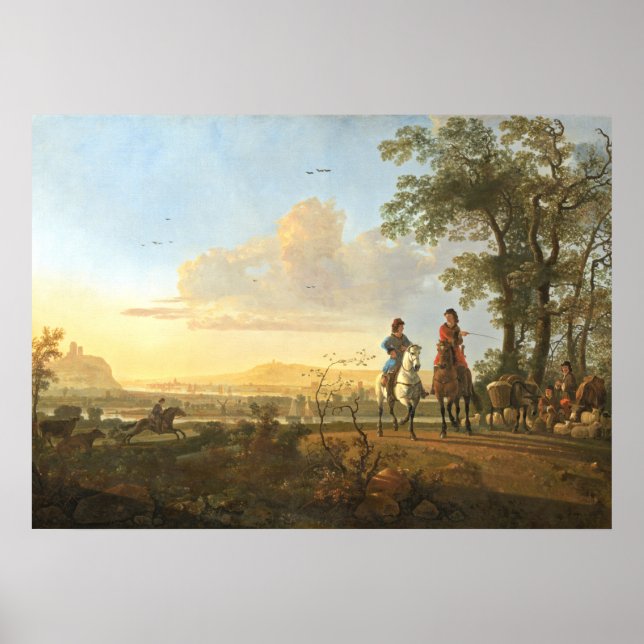Horsemen & Herdsmen - Aelbert Cuyp Fine Art Poster (Vorne)