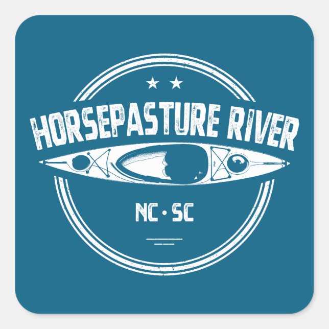 Horsepasta River North Carolina Kayaking Quadratischer Aufkleber (Vorderseite)