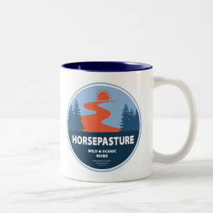 Horsepasta Wild und Landschaftlicher Fluss North C Zweifarbige Tasse