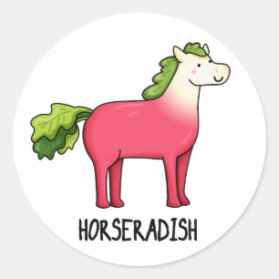 Horseradish Funny Horse Pub Runder Aufkleber