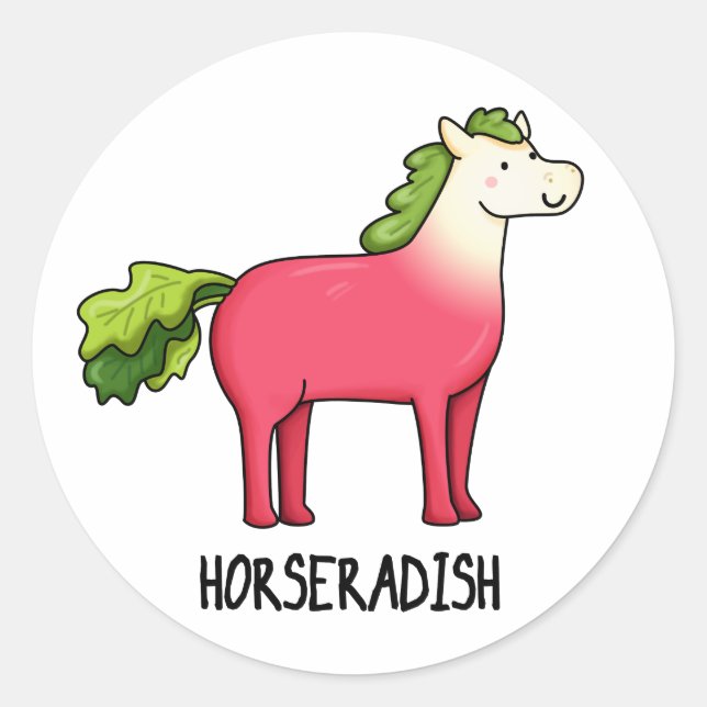 Horseradish Funny Horse Pub Runder Aufkleber (Vorderseite)