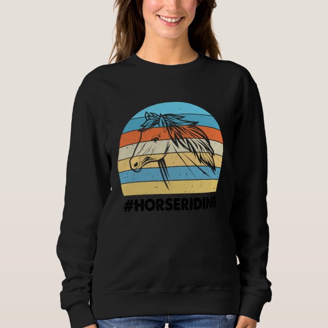 Horseriding Colorful Sunset Background Horse Anima Sweatshirt (Vorderseite)