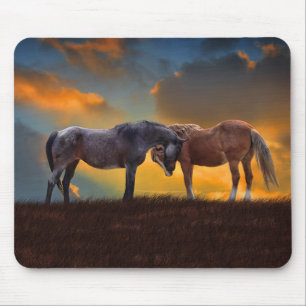 Horses Beautiful Sunset Surreal Fantasy Country Mousepad