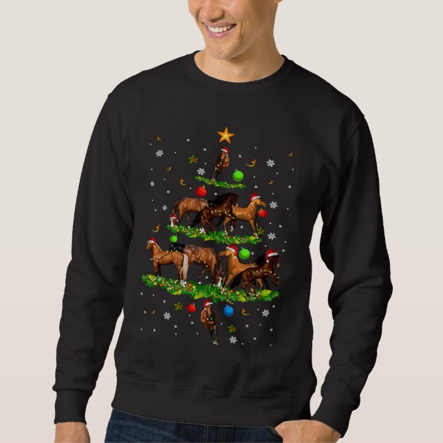 Horses Christmas Tree Horse Xmas Ornaments Sweatshirt (Vorderseite)