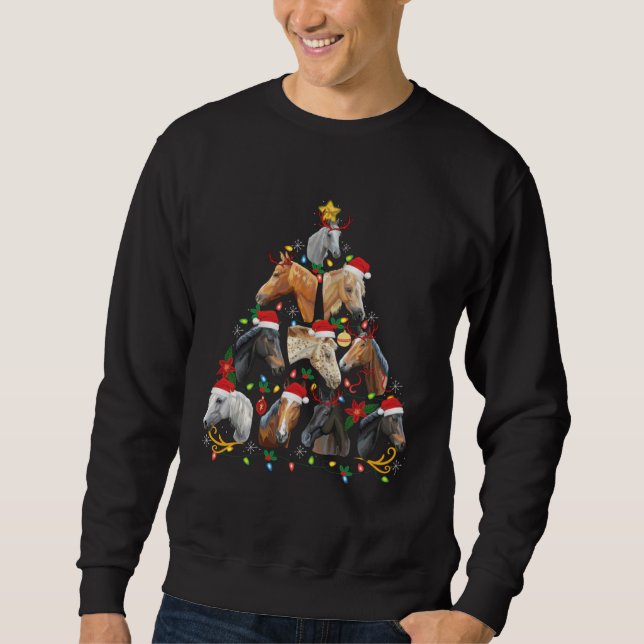 Horses Christmas Tree Horse  Xmas Pyjama Sweatshirt (Vorderseite)