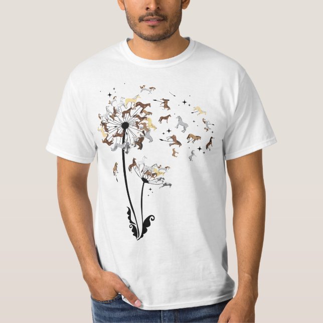 Horses Dandelion Funny Horse 567n8imal Lovers Tee  (Vorderseite)