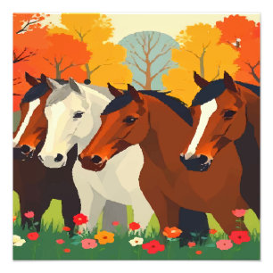 HORSES-FAMILIE. FOTODRUCK