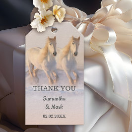 Horses in Snow Winter Wedding Gift Tag Geschenkanhänger