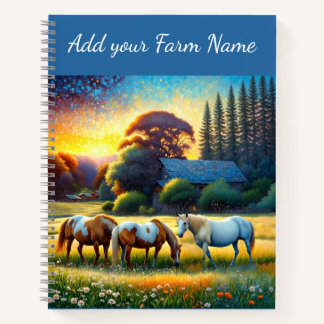 Horses on Farm Wildflower Meadow Notizbuch