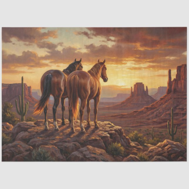 Horses Painted Desert Western Decoupage Seidenpapier (Vorderseite)