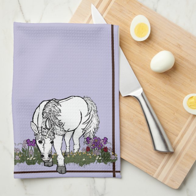 Horses Unicorn by figdewdrop kitchen towel  Geschirrtuch (Viertel Falte)
