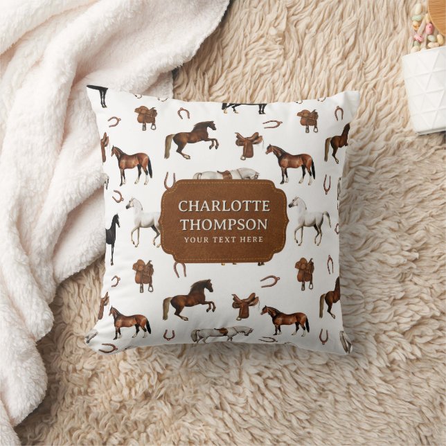 Horses Watercolor Horseshoe Horse Saddles Kissen (Decke)