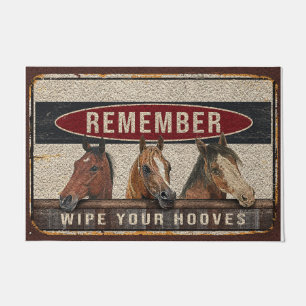 Horses Welcome Doormat Remember Wipe Your Hooves Fußmatte