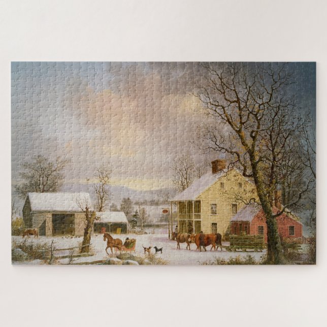 Horses | Winter im Land | George Durrie Puzzle (Horizontal)
