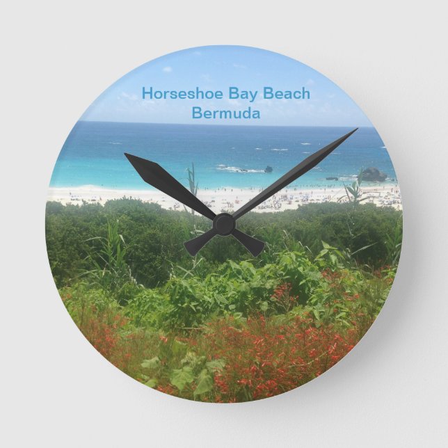 Horseshoe Bay Beach, Bermuda Runde Wanduhr (Vorderseite)