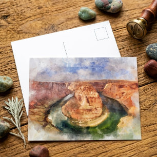 Horseshoe Bend Aquarell Grand Canyon Landschaft Postkarte