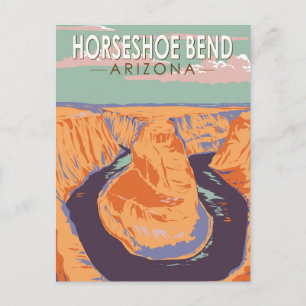 Horseshoe Bend Travel Art Vintag Postkarte