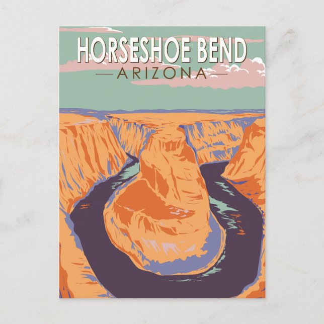 Horseshoe Bend Travel Art Vintag Postkarte (Vorderseite)