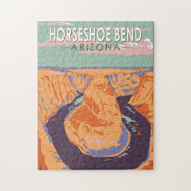 Horseshoe Bend Travel Art Vintag Puzzle (Vertikal)
