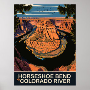Horseshoe Bend und Colorado River, Reisen Poster