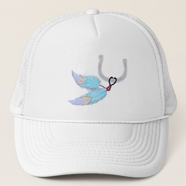 Horseshoe Blue Feathers Hats Truckerkappe (Vorderseite)