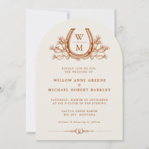 Horseshoe Cactus Western Country Boho Wedding Einladung