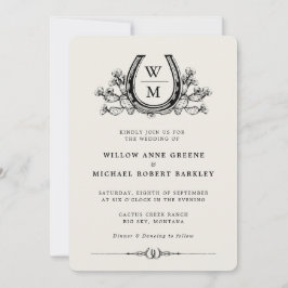 Horseshoe Cactus Western Country Boho Wedding Einladung