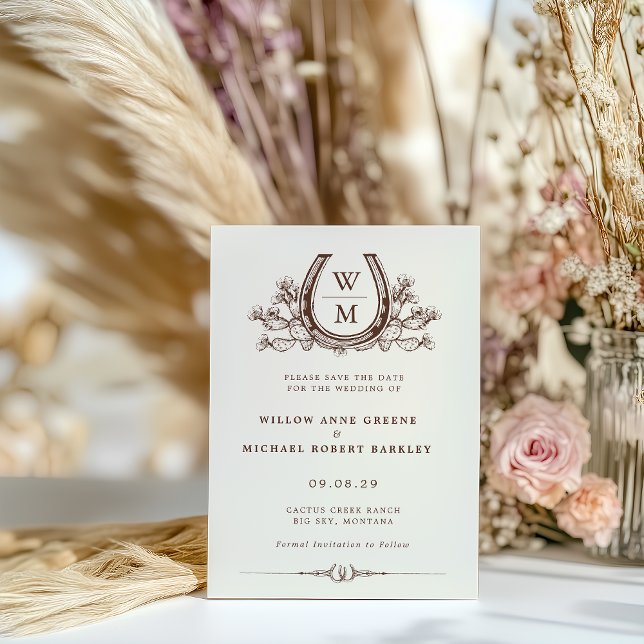 Horseshoe Cactus Western Foto Hochzeit Postkarte (Von Creator hochgeladen)