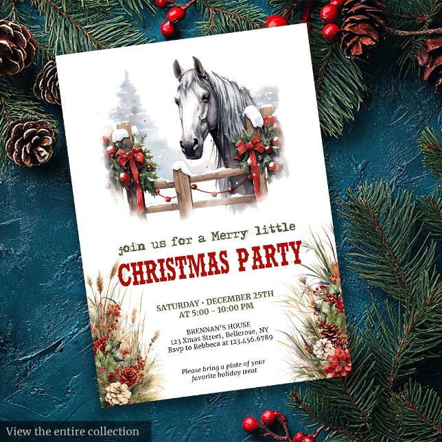 Horseshoe charm Christmas party editable invites Einladung (Horseshoe charm Christmas party editable invitation

)