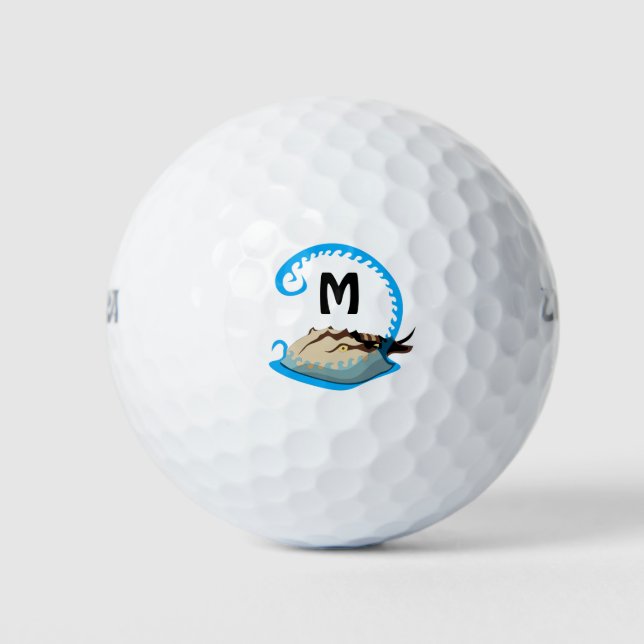 Horseshoe Crab Playing in der Water Monogram Golfball (Vorderseite)