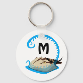 Horseshoe Crab Playing in der Water Monogram Schlüsselanhänger