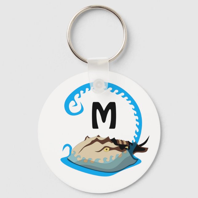 Horseshoe Crab Playing in der Water Monogram Schlüsselanhänger (Vorderseite)