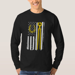Horseshoe Ferrier Horse Us Flag Amerikanische Unab T-Shirt