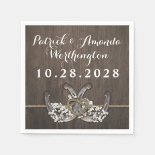 Horseshoe Gipskraut Rustic Wedding Napkins Serviette