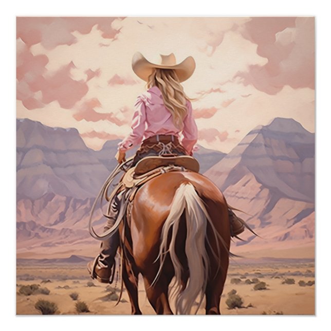 Horseshoe Harmony: Cowgirl Wall Art Poster (Vorderseite)