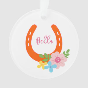 Horseshoe HORSE NAME Blume Stall Orange Keepake Ornament