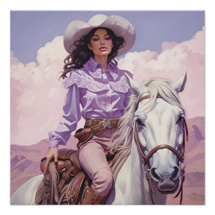 Horseshoe Hues: Cowgirl Wall Art Poster