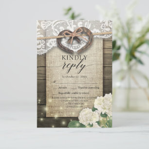 Horseshoe Hydrangea Wood Wedding RSVP Kindly Antwo