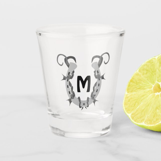 Horseshoe in Stacheldraht Schnapsglas (Vorderseite)