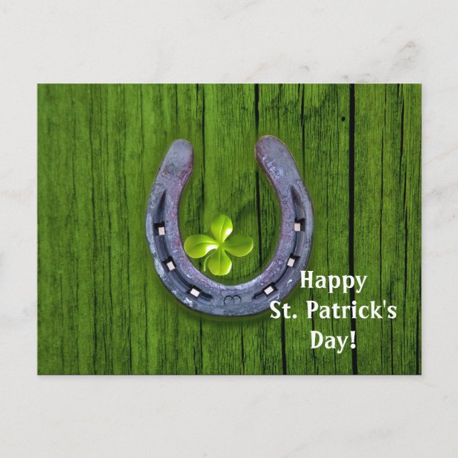 Horseshoe Kleeblatt 2 St. Patrick's Day Postcard Postkarte (Vorderseite)