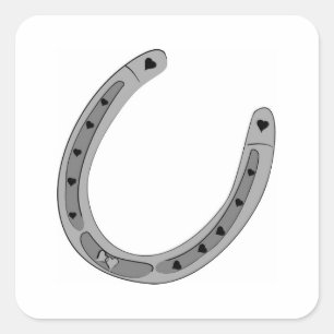 Horseshoe mit Herz dekoriert Quadratischer Aufkleber