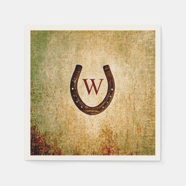 Horseshoe Mit Monogramm Cocktail Napkin Serviette (Vorderseite)